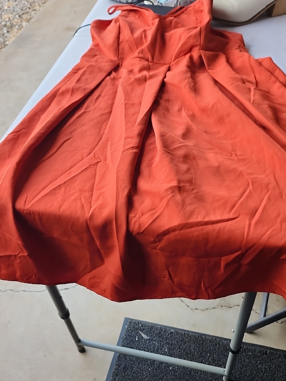 *Women's Midi Dress in Burnt Orange - Sleek Fit & Flared Skirt